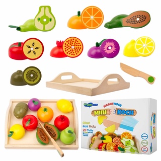 Kinderküche Zubehör Obst aus Holz zum Schneiden mini Koch Spielzeug