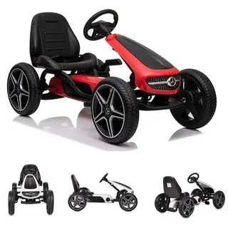 Moni Go-Kart Kinder Gokart Mercedes-Benz, EVA-Kunststoffreifen, Bremse, Musik, Pedale rot