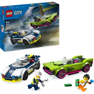 LEGO City Verfolgungsjagd mit Polizeiauto und Muscle Car, Auto-Spielezug mit 2 Rennautos, Polizei-Geschenk für Kinder, Jungs und Mädchen ab 6 Jah... - Beige