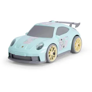 Dickie Toys ABC - Porsche 911 GT3 Cozy Chris Auto (27 cm) - großes Spielzeugauto ab 1 Jahr mit Freilauf & niedlichen Aufklebern, Spielzeug für Babys und Kinder ab 12 Monate