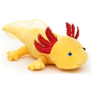 Uni-Toys - Axolotl (gelb mit blauen Augen) - 32 cm (Länge) - Plüsch-Wassertier - Plüschtier, Kuscheltier