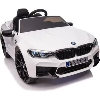 Es-toys Elektro Kinderfahrzeug weiss "BMW M5" - Lizenziert - 12V7A Akku, 2 Motoren- 2,4Ghz Fernsteuerung, MP