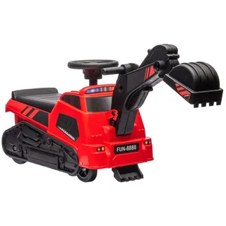 HOMCOM Trettraktor Kinderbagger, 3 in 1 Aufsitzbagger mit Schaufel, für Kinder, Rot rot