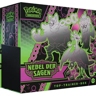 Pokémon-Sammelkartenspiel: Top-Trainer-Box Karmesin & Purpur – Nebel der Sagen (1 Vollbild-Promokarte mit Infamomo, 9 Boosterpacks & Premium-Zubehör)