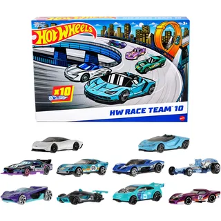 Hot Wheels Spielzeugautos, 10er-Pack mit Rennautos, enthält Corvette, Lamborghini, McLaren und Hot Wheels Originals im Maßstab 1:64, HYM96