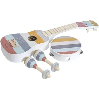 Kindsgut Musikinstrumenten-Set mit Gitarre Rasseln und Tamburin, umweltfreundliches Material, frei von Schadstoffen, dezente und Moderne Farben, Punkte