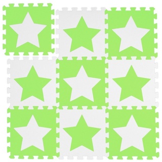 relaxdays Spielmatte Puzzlematte Sterne, Weiß-Grün grün|weiß