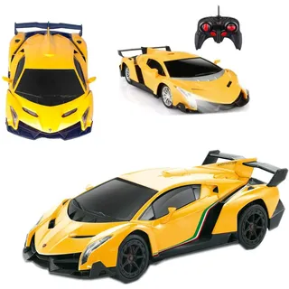 COIL RC-Auto, Ferngesteuertes Auto, Modellfahrzeug, Lamborghini Veneno, 1:14, LED, Frequenz: 2,4 GHz, für Kinder ab 3 Jahren, Gelb - Gelb