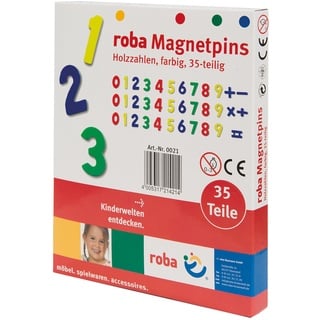 roba Magnetzahlen Set 35 teilig für Kinder - Magnetische Zahlen & Zeichen für Tafeln - Spielzeug zum Lernen aus Holz - ab 3 Jahren