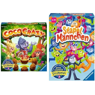 Ravensburger 20897 - Coco Crazy, Brettspiel für Kinder ab 5 Jahren & 20854 Stapelmännchen - Geschicklichkeitsspiel für 1-4 Spieler ab 5 Jahren