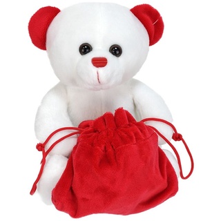 BEMIRO Tierkuscheltier Weißer Teddybär klein mit rotem Sack zum Befüllen - ca. 19 cm