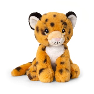 Keeleco SE6232 Plüschtier Gepard sitzend, ca. 18 cm, aus recycelten Materialien, Augen aufgestickt aus Baumwolle