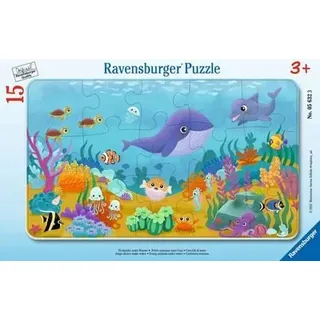 RAVENSBURGER 05632 Kinderpuzzle Tierkinder unter Wasser 15 Teile Rahmenpuzzle