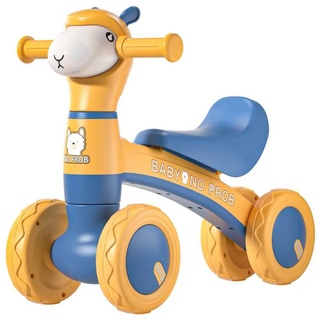 E-Commerce.Maschmann Laufrad Baby Laufrad Alpaka Design 4 Räder Kinder Balance Bike, Ohne Licht und Toneffekte gelb
