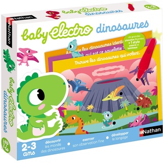 Nathan 31623 Dino Baby Electro Dinosaurier-Selbstkorrigierendes elektronisches Lernspiel für Kinder ab 2 Jahren, Mehrfarbig, S
