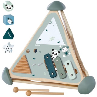 Eichhorn Spielcenter Pyramide mit Steckspiel, Memory, Musikfunktion & Kugelbahn - Panda