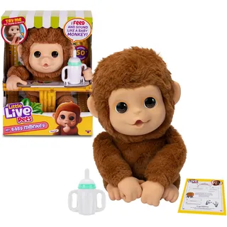 Little Live Pets - Mango, der interaktive AFFE, 50 interaktive Sounds und Mundbewegung, liebt das Kitzeln und Macht fröhliche Geräusche, wenn Sie den Bauch berühren! Vollgepackt mit LP500000 Zubehör