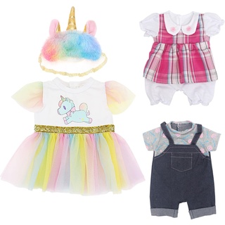 3 PCS Puppenkleidung für New Born Baby Doll, Kleidung für Baby Born, Puppenkleidung Outfits für Baby Puppen, Modeset Baby Born Zubehör für Puppen 35-43 cm