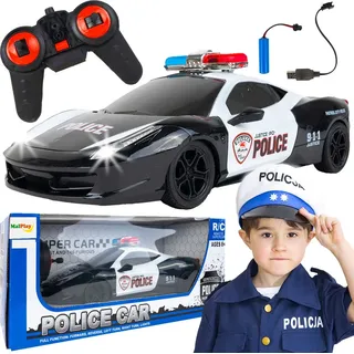 MalPlay RC Polizeiauto Ferngesteuertes Renneauto 1:16 2,7 GHz, Spielzeug Auto für Kinder, Geschenk Kinderspielzeug, Licht und Sound