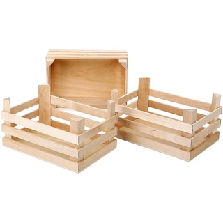 Kaufladen-Zubehör Große Kisten 3Er-Set Aus Holz