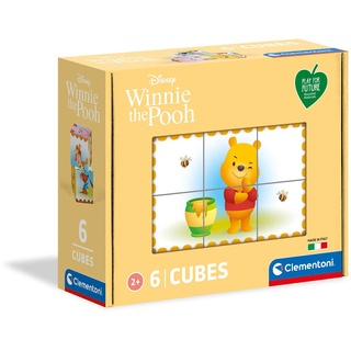 Clementoni 44012 Würfelpuzzle Play for Future Winnie the Pooh – Puzzle 6 Teile ab 2 Jahren (6 Puzzlewürfel), Kinderpuzzle aus recyceltem & recycelbarem Material, Denkspiel für Kinder