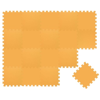 LittleTom Puzzlematte 18 Teile Baby Kinder Puzzlematte ab Null - 30x30cm, gelbe Baby Kinder Puzzlematte gelb