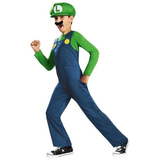 Smiffys Kostüm Nintendo Super Mario Brothers Luigi Kostüm für Kin, Der Bruder des Nintendo-Helden Super Mario: klassisches Luigi-Kostüm grün 110-122