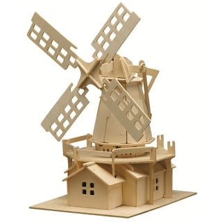 Pebaro 3D-Puzzle Holzbausatz Windmühle, 873, 78 Puzzleteile