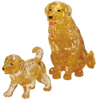 Crystal Puzzle | 3D Golden Retrieverpaar | Transparentes Design | 44 Teile | Bausatz für Kinder und Erwachsene | HCM Kinzel