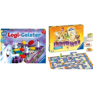 Ravensburger 25042 - Logi-Geister - Spielen und Lernen für Kinder 20847 - Junior Labyrinth - Familienklassiker für die Kleinen, Spieln - Gesellschaftspiel geeignet für 2-4 Spieler