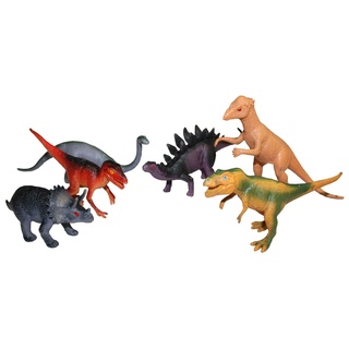 Idena 4320102 - Spielfigurenset mit 6 Dinosauriern, aus Kunststoff, jeweils ca. 15 cm groß, Spielspaß für die Badewanne, den Sandkasten, im Kindergarten und Kinderzimmer