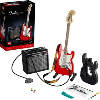 LEGO Ideas Fender Stratocaster, DIY-Gitarren-Kit, Modell-Musikinstrument für Jugendliche und Erwachsene mit 65 Princeton Reverb Verstärker, Gitar...