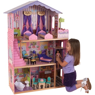 KidKraft My Dream Mansion Puppenhaus aus Holz mit Möbeln und Zubehör, Spielset mit Aufzug für 30 cm Puppen, Spielzeug für Kinder ab 3 Jahre, 65082