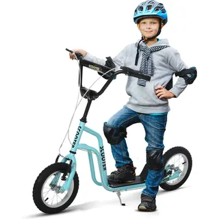 HOMCOM Scooter Tretroller Kinderroller Cityroller mit 12 Zoll Luftreifen, Kickboard für Kinder ab 5 Jahren, Blau, verstellbar 120x58x75-80cm   Aosom.de