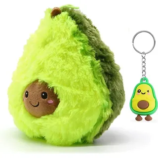 Soma Plüsch-Kissen Avocado Sofa-Rückenkissen Rund Lebensmittel Spielzeug Kuschel-Tier Plüsch-Tier Toy Früchte grün (Avocado 15 cm) + GRATIS Sc...