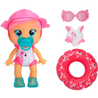 CRY BABIES Fun N' Sun Fancy | Wassertaugliche interaktive Puppe, die echte Tränen weint und die man auch zum Plantschen mitnehmen - Spielzeug und Geschenk für Kinder ab 18 Monaten
