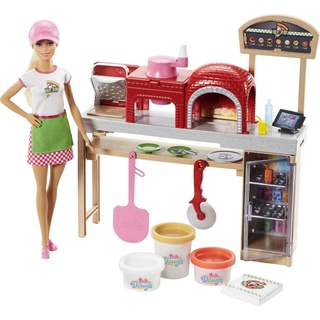 Barbie Mattel FHR09 - Barbie Cooking und Baking Pizzabäckerin Puppe und Spielset mit Spielknete Multicolour