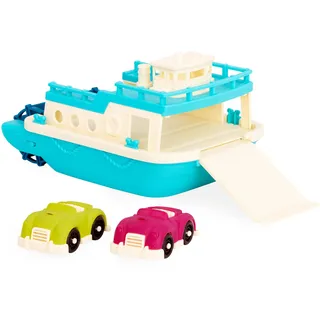 B. toys Großes 31 cm Boot und 2 Autos – Schiff Wasserspielzeug, Badewannenspielzeug, Badespielzeug – Badewanne Spielzeug für Kinder und Babys ab 1 Jahr