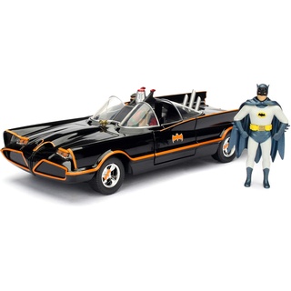 Jada Toys Classic Batmobil 1966, hochdetailiertes 1:24 Modellauto inkl. Batman & Robin Figur, Türen können geöffnet werden, mit Freilauf, schwarz