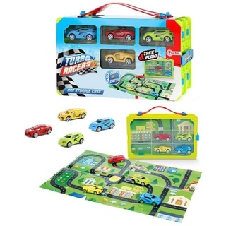 Toi-Toys - Turbo Racers Sammelkoffer mit 4 Rallye Autos Fahrzeuge Rennautos Kinderspielzeug Jungen