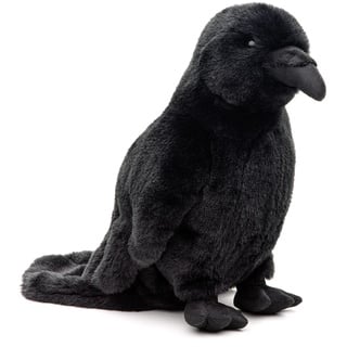 Uni-Toys - Rabe schwarz - Mit krähender Stimme - 23 cm (Höhe) - Plüsch-Vogel, Krähe - Plüschtier, Kuscheltier