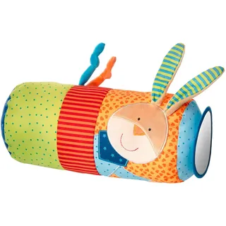 Sigikid Krabbelrolle PlayQ Krabbelrolle Hase, Gelb, Orange, Rot, Hellblau, Hellgrün, Textil, 30x15x15 cm, unisex, Geräuscheffekte, Rassel, Spielzeug, Babyspielzeug, Motorikspielzeug