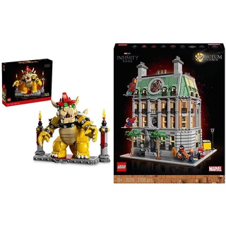 LEGO 71411 Super Mario Der mächtige Bowser, 3D-Modell-Bausatz & 76218 Marvel Sanctum Sanctorum, 3-stöckiges Modular Building Set mit Doctor Strange und Iron Man Minifiguren