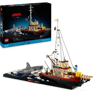 LEGO Ideas Der weiße Hai, Abenteuer-Set für Film-Enthusiasten, Diorama-Bauset für Erwachsene, beinhaltet die Orca sowie Minifiguren Hooper, Quin...