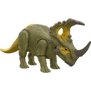 Jurassic World HDX43 - Roar Strikers Sinoceratops Dinosaurier-Actionfigur, brüllender Sound und Kopfstoß-Attacke, physisches und digitales Spiel, Dinosaurier Spielzeug ab 4 Jahren