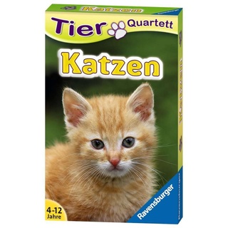 Ravensburger 20421 - Tierquartett Katzen, Klassiker für 3-6 Spieler ab 4 - 12 Jahre, 32 Katzenrassen, Weiß