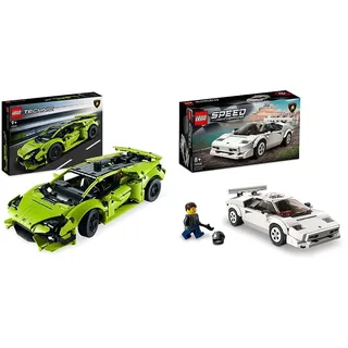 LEGO 42161 Technic Lamborghini Huracán Tecnica Spielzeugauto-Modellbausatz & 76908 Speed Champions Lamborghini Countach Bausatz