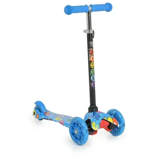 Moni Kinderroller Fidget 3 Räder höhenverstellbar, PU-Räder, Wasserdruck, ABEC-7 blau