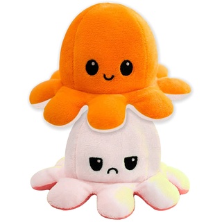 Octopus Wendeplüsch, drücken Sie Ihre Stimmung mit unserer doppelseitigen Flip-Stimmungs-Krake aus, Freunde, Familie zu jeder Gelegenheit. (Orange)