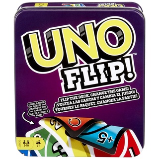 Mattel Games UNO Flip in robuster Metalldose - Das Klassische Kartenspiel mit neuem Twist, für die ganze Familie und Kinder ab 7 Jahren, GDG37